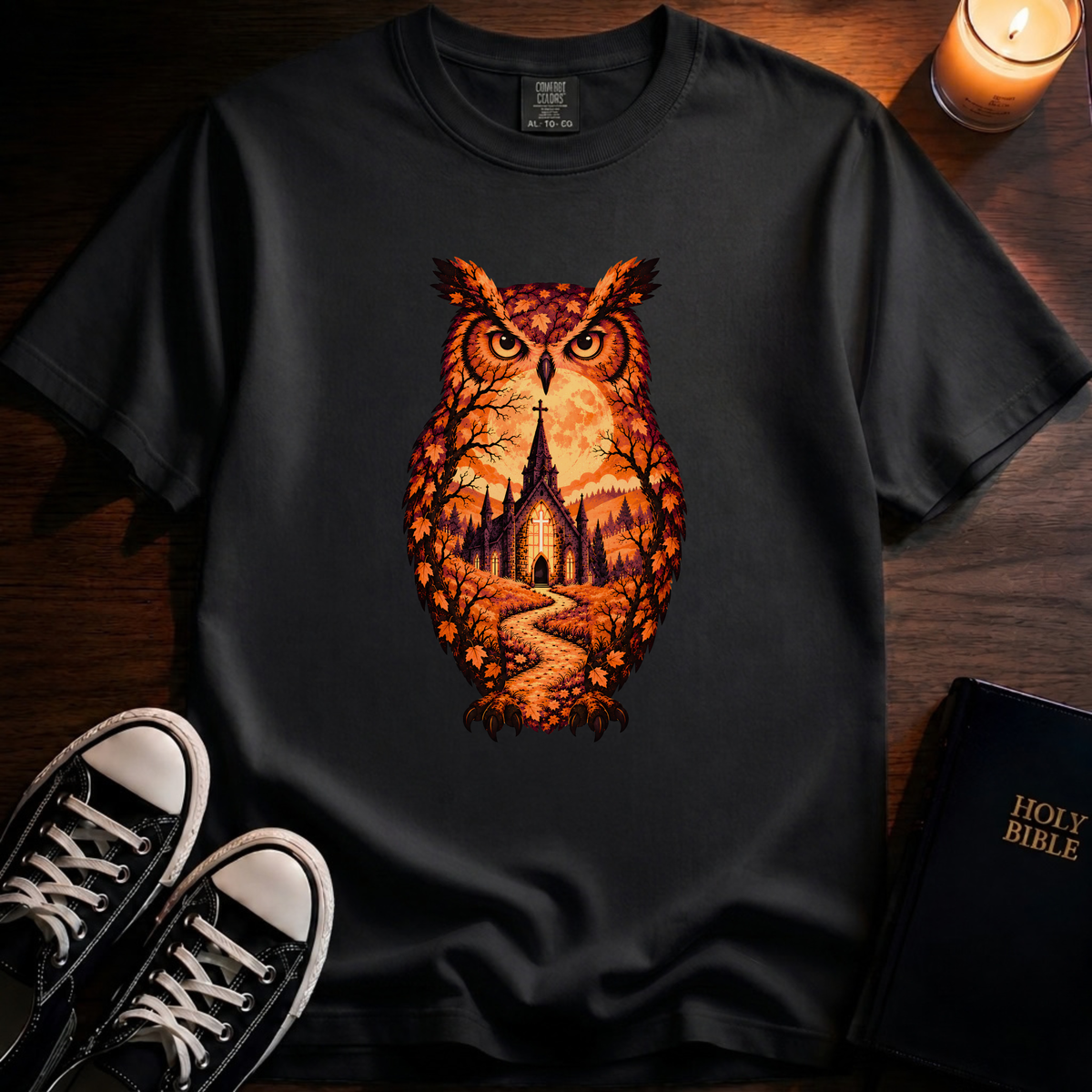 Autumn Owl Silhouette T-Shirt