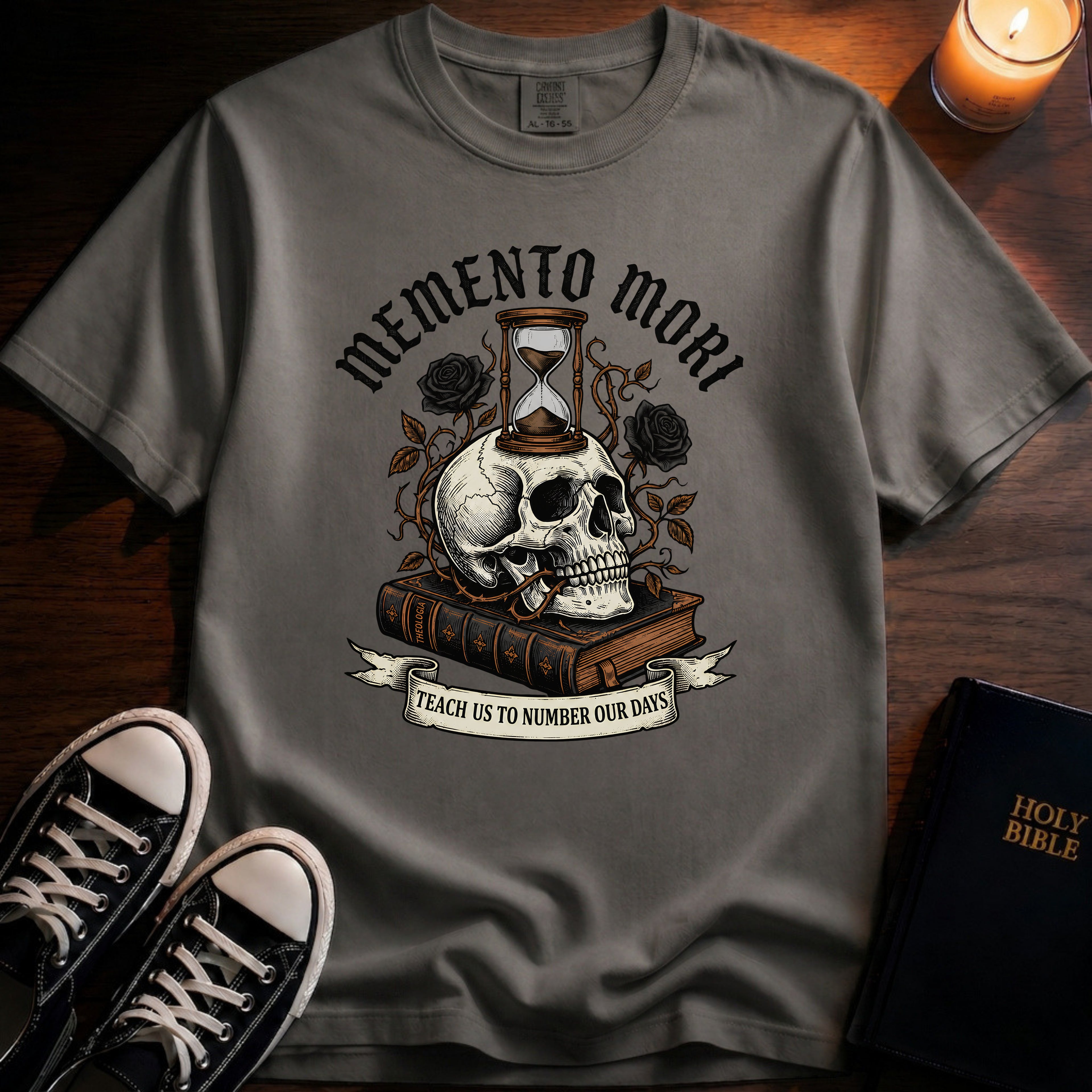 Memento Mori Skull & Hourglass T-Shirt