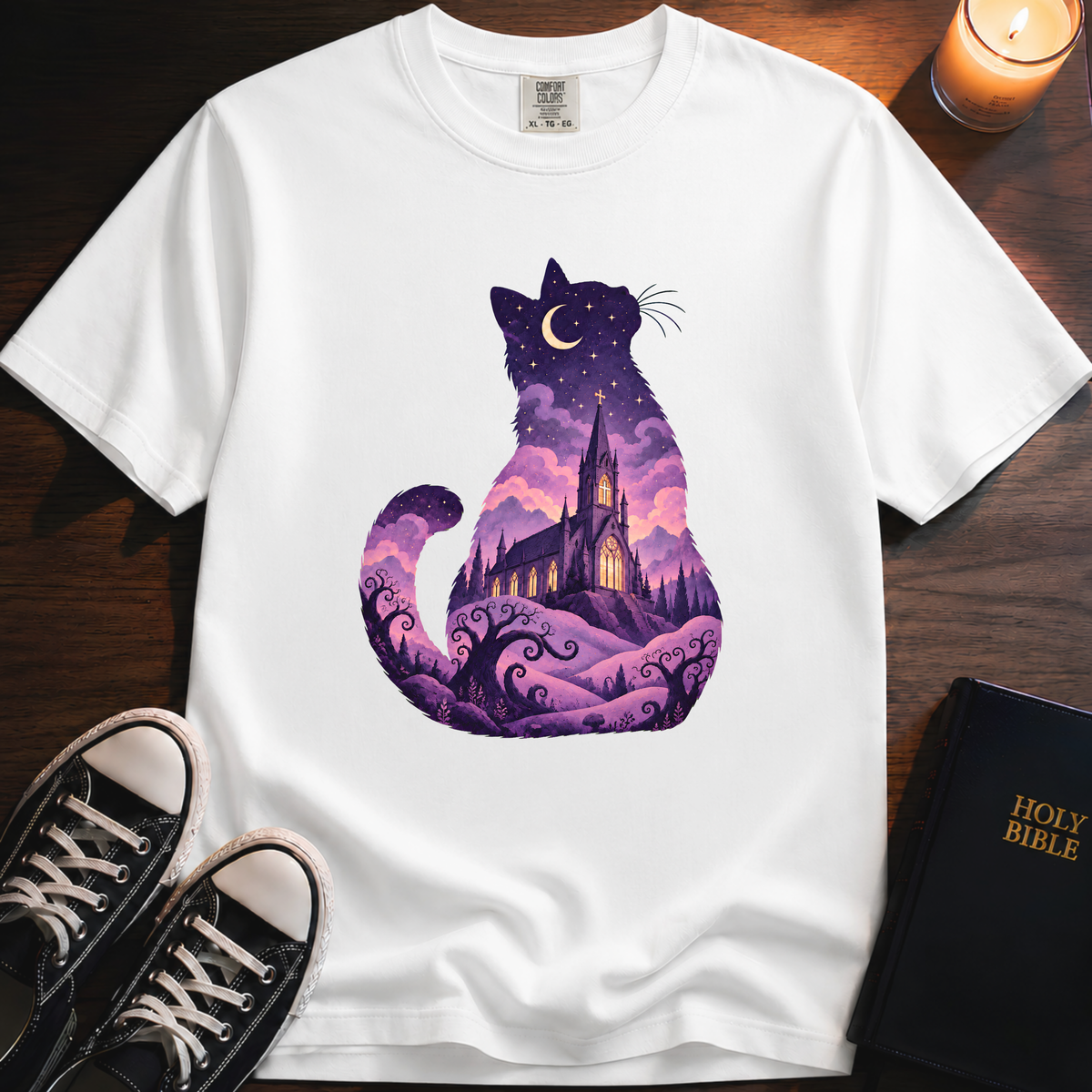 Moonlight Cat Silhouette T-Shirt
